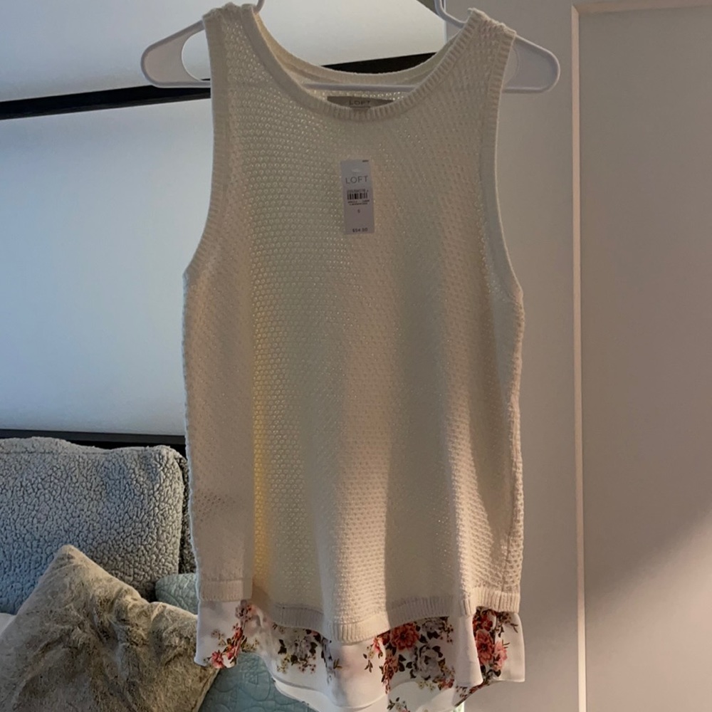 Sweater tank with pretty floral border